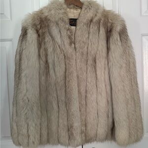 Vintage Frederick Fur Fashions Real Fur Coat Hazleton PA Beige Gray Fox Medium